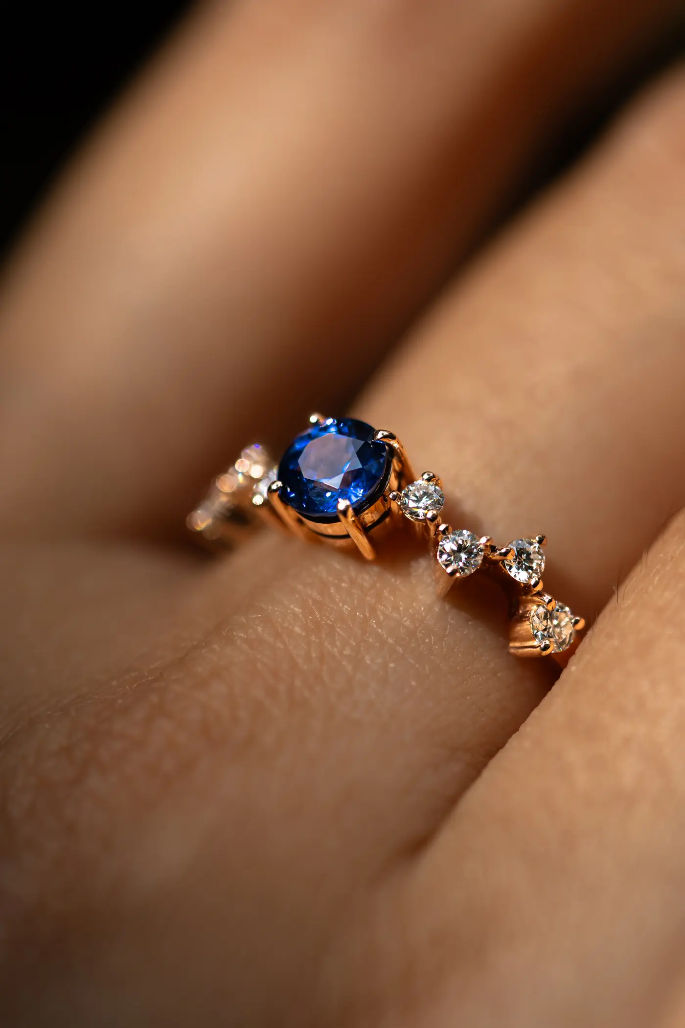 Close-up of bespoke gemstone jewellery worn — custom jewellery Sri Lanka by Zora